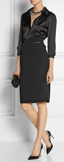 Workwear | Black silk blouse and black pencil skirt | Luvtolook ...
