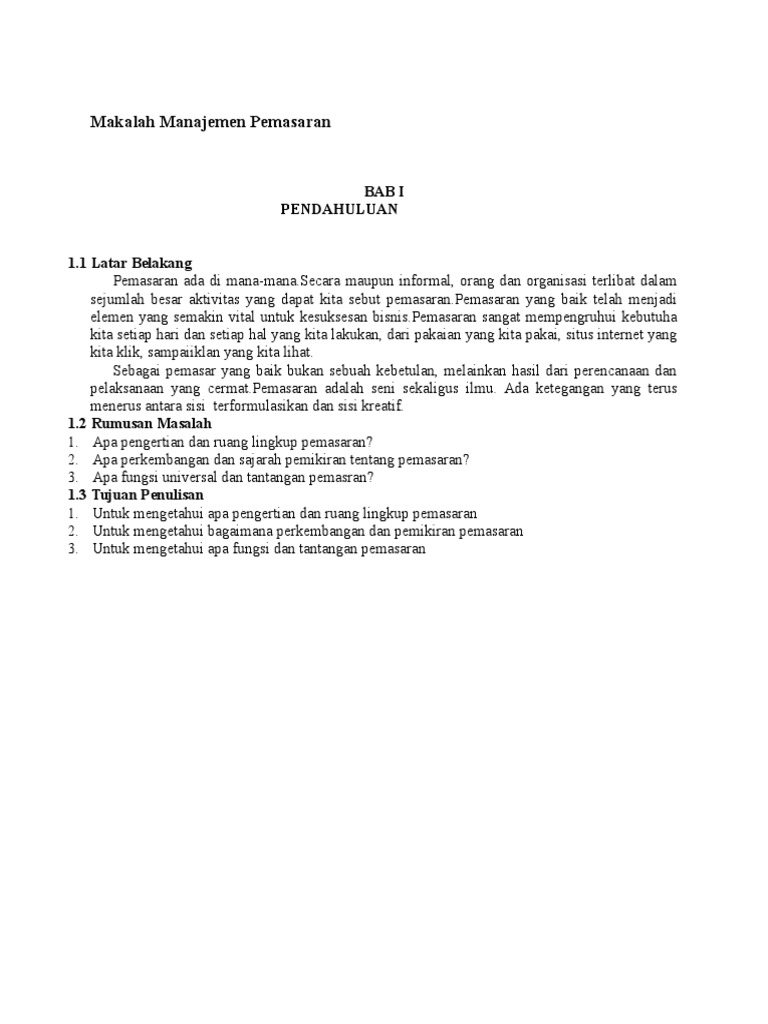 makalah manajemen pemasaran wood scribd indo