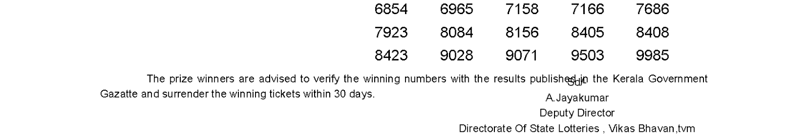 Monsoon Bumper 2015 BR 44 Lottery Result 21-7-2015