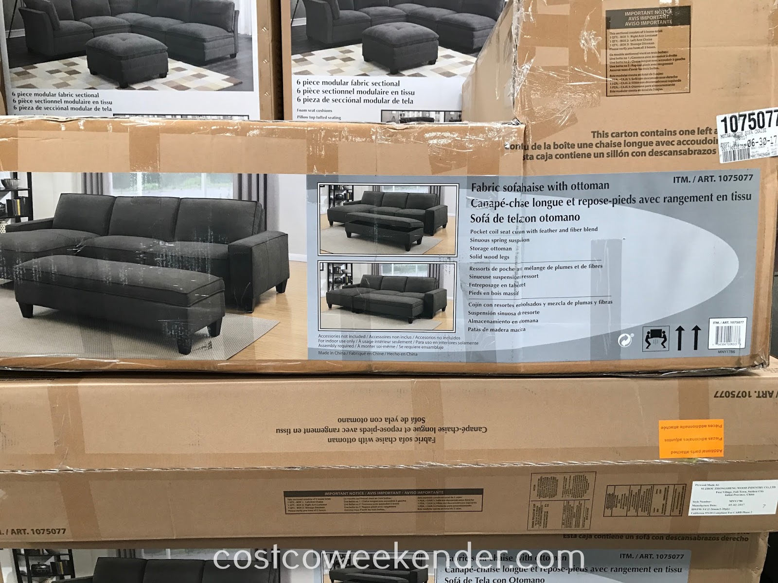 Fabric Sectional with Storage Ottoman Costco Weekender