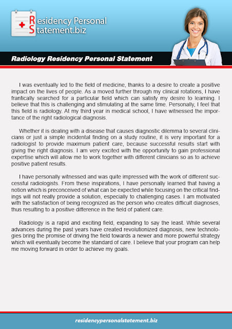 radiology residency personal statement examples