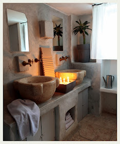 Ideas para decorar, diseñar y mejorar tu casa.: Baño con paredes de piedra