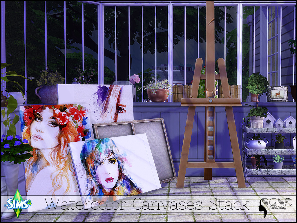 Sims 4 CC's The Best TS4 Stacks of watercolour canvases by The Sim