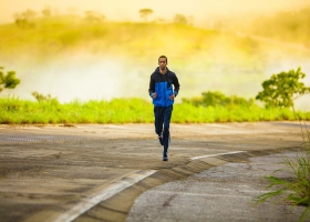 A man jogging. A man jogging.