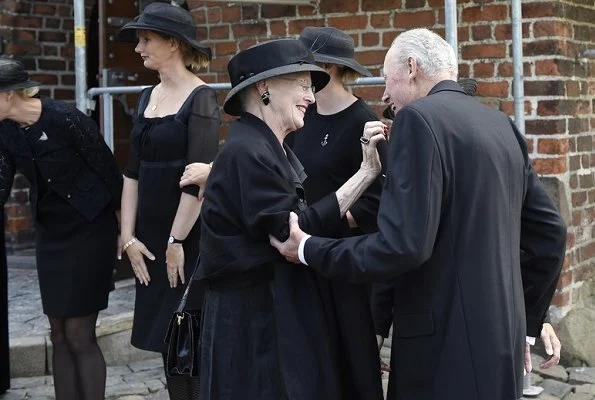 Queen Margrethe, Princess Benedikte of Denmark and Queen Anne-Marie of Greece attended the funeral service of Princess Elisabeth