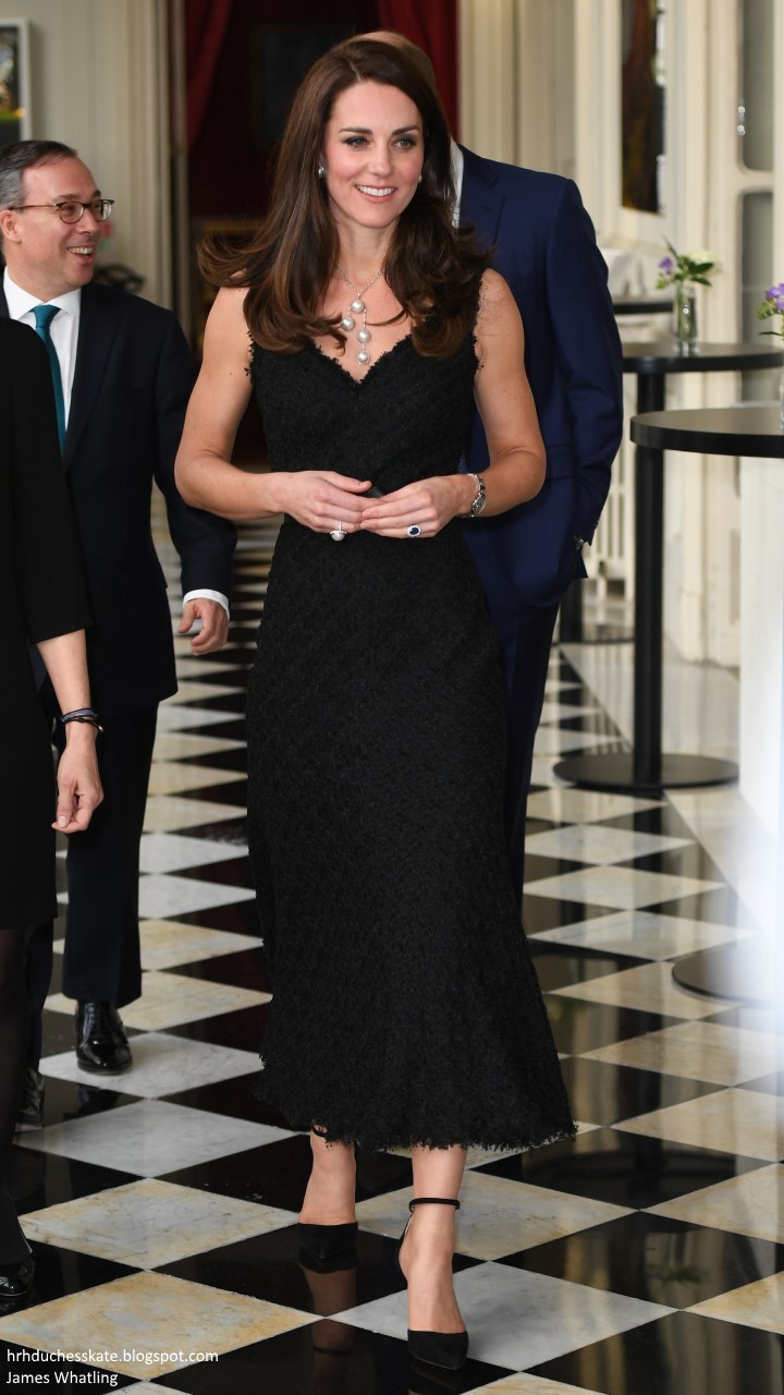 Duchess Kate: Kate's Paris Chic in McQueen Black Dress & Pearls