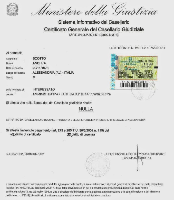 Comitato per l'Alternativa Novese La fedina penale del nostro candidato Andrea SCOTTO