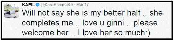 Comedian Kapil Sharma Introduced Girlfriend And Confessed Love (Photo) Kapil Sharma Statement, Twitter Handle With Kapil Sharma