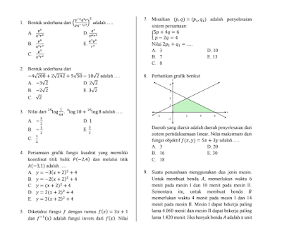 Soal Un Sma Matematika 2018