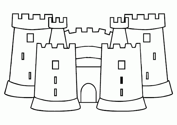Gambar Mewarnai Castle, Benteng Kerajaan, Istana - Contoh