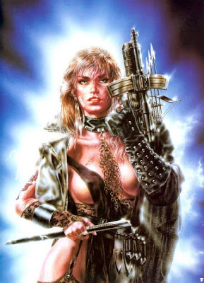 heavy metal fantasy art warrior babe with weapons