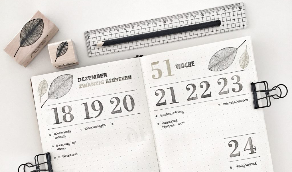 Bullet Journal Monthly Calendar Habit Tracker Bujo Rubber Stamp
