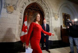 la ministra de Exteriores canadiense, Chrystia Freeland