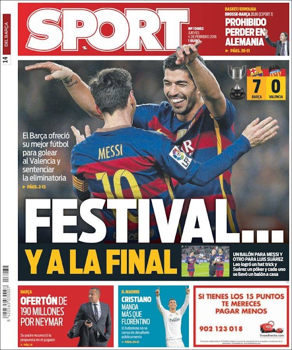FC Barcelona, Sport: "Festival y a la final"