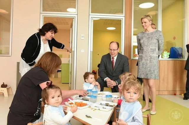 Princess Charlene attended the Push the button, Palace in blue event as part of the World Autism Awareness