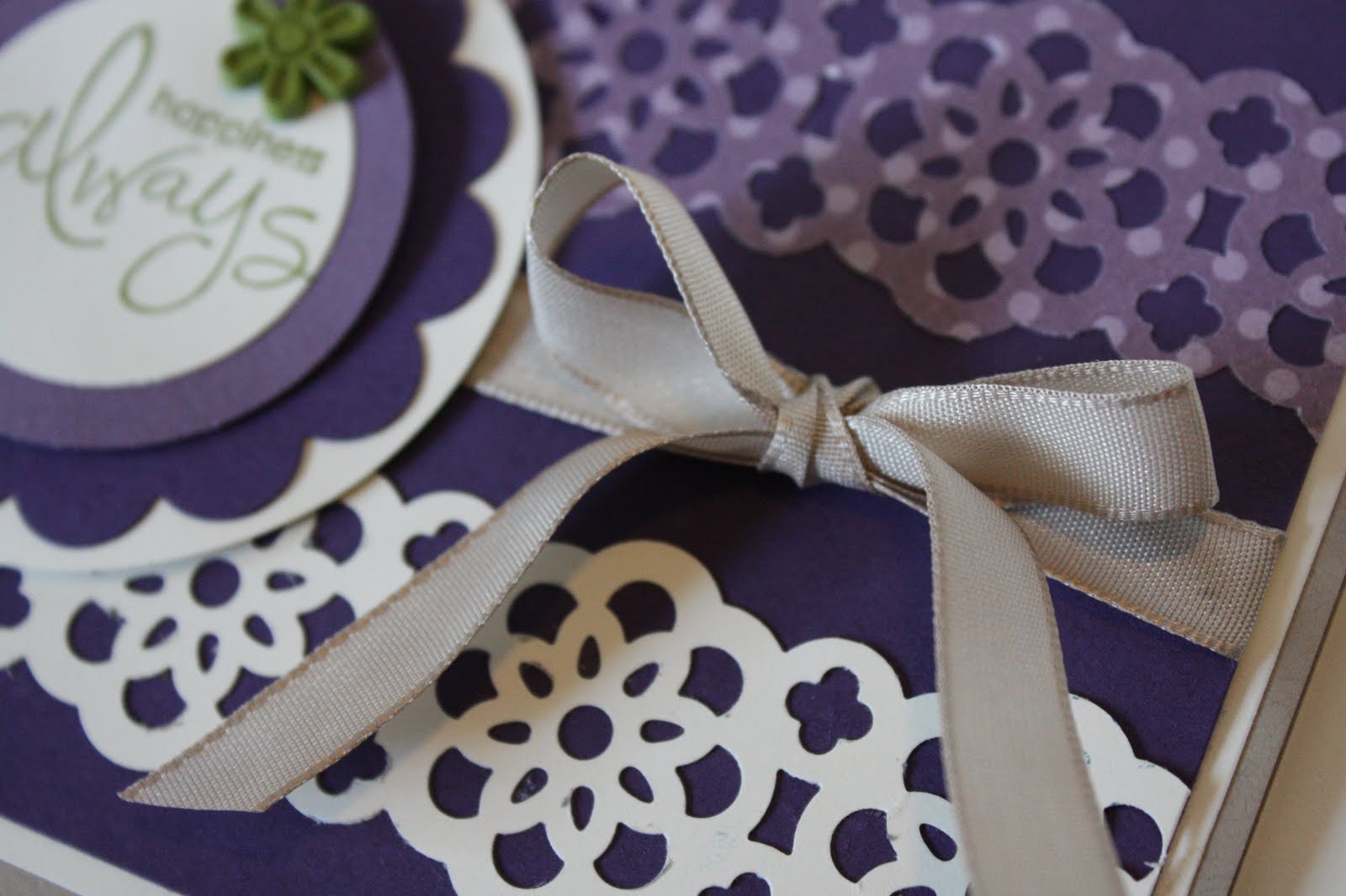 The Pursuit of Stampin'ess Lace Ribbon border punch card by STampin Up