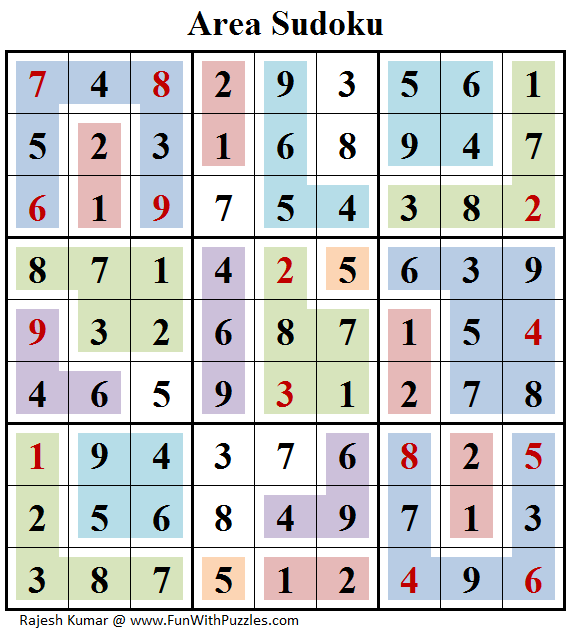 Area Sudoku (Daily Sudoku League #155) Answer