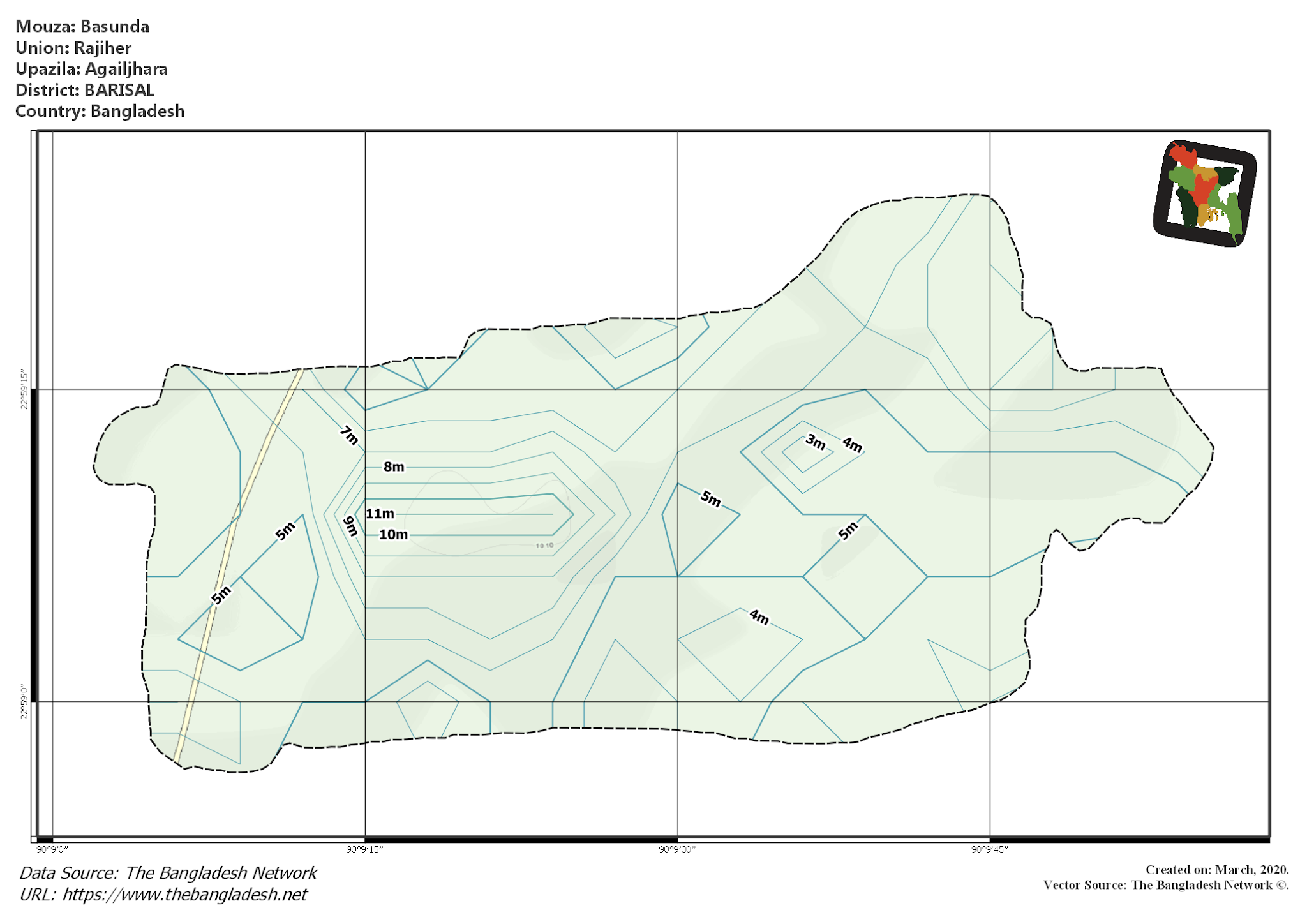 Map of Basunda Mouza of Agailjhara Upazila, BARISAL Map of Basunda Mouza of Agailjhara Upazila, BARISAL, Bangladesh.