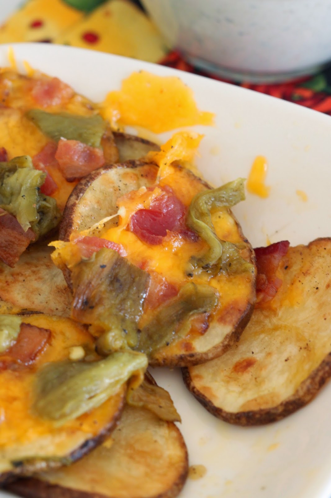 Loaded Baked Potato Chips with Green Chile Ranch Dressing