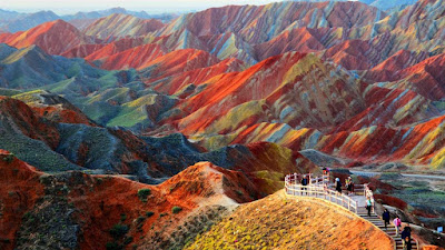 alt="rainbow mountain range,travelling,natural colour palate,Zhangye Danxia Landform,geological park china,china tour"