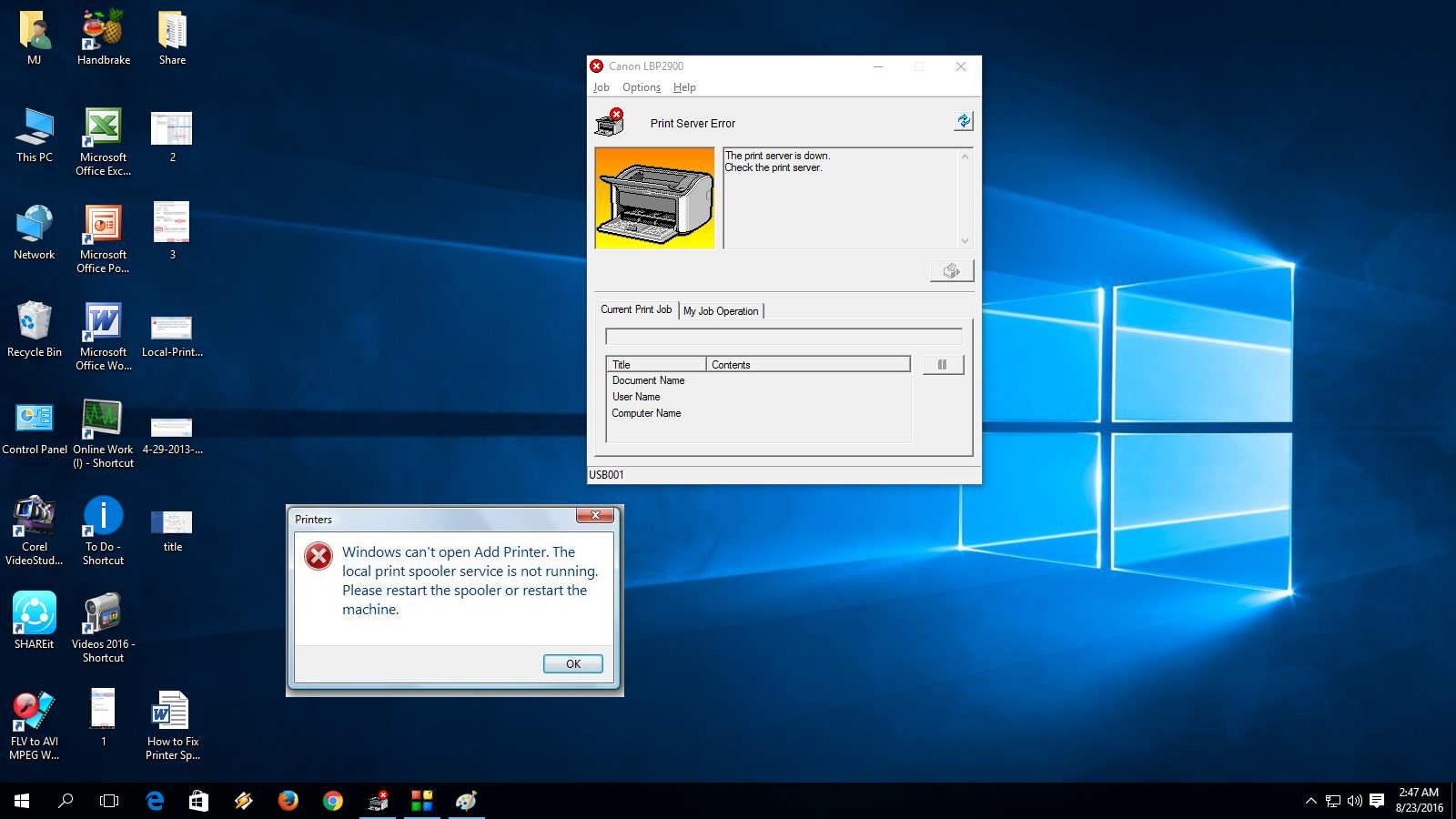 windows 10 printer issues