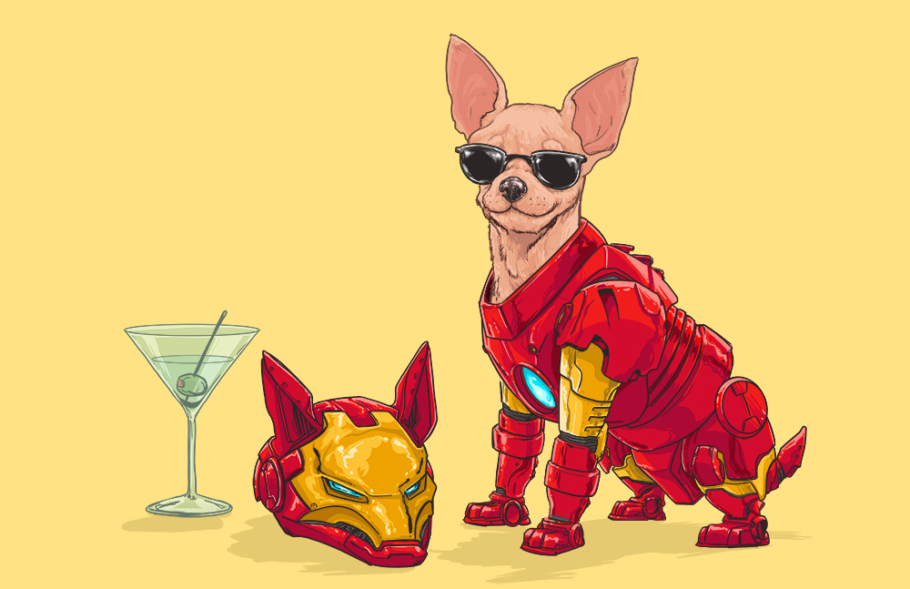 14-Iron-Man-Josh-Lynch-Illustrations-of-Dogs-with-Marvel-Comic-Alter-Egos-www-designstack-co