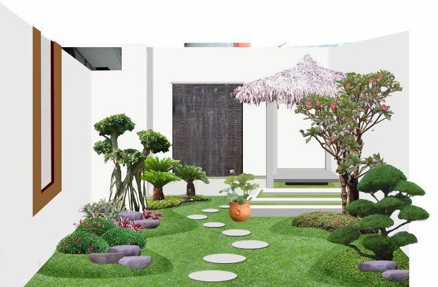 Gambar Desain Taman Kecil Minimalis  Depan Rumah 