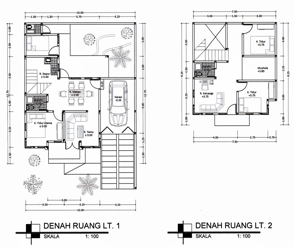 21 Denah rumah sederhana 2 lantai