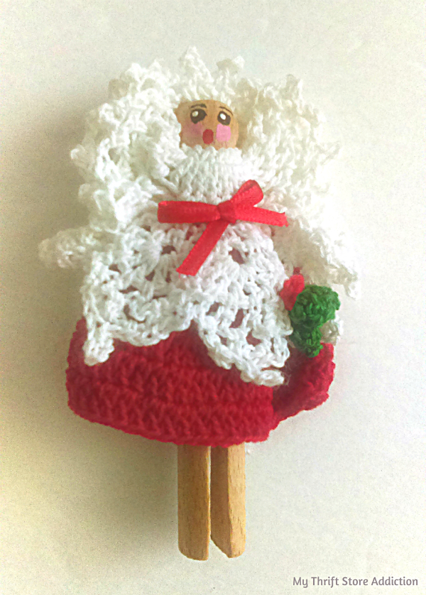 Handmade doily clothes pin angel-one of this week's fabulous thrift store finds! doily clothes pin angel
