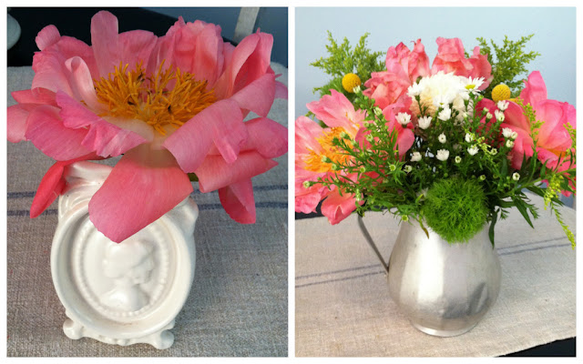 DIY peony wedding centerpieces