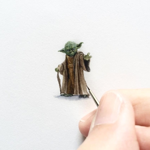 01-Jedi-Master-Yoda-Karen-Libecap-Star-Wars-&-other-Miniature-Paintings-and-drawings-www-designstack-co