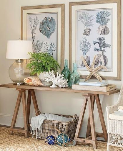 Sawhorse Console Table with Coastal Styling