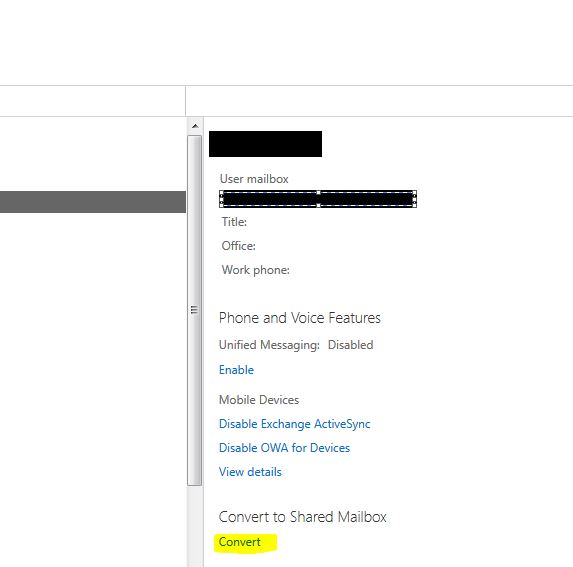 Converting office365 exchange online mailbox to shared
