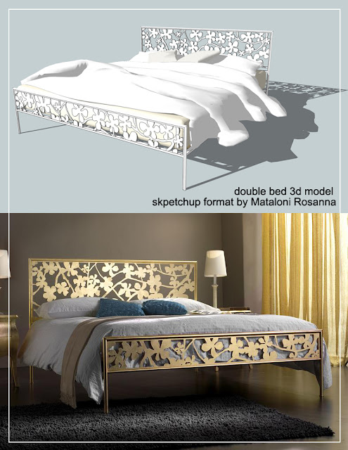 sketchup model double bed #1 - podium render 