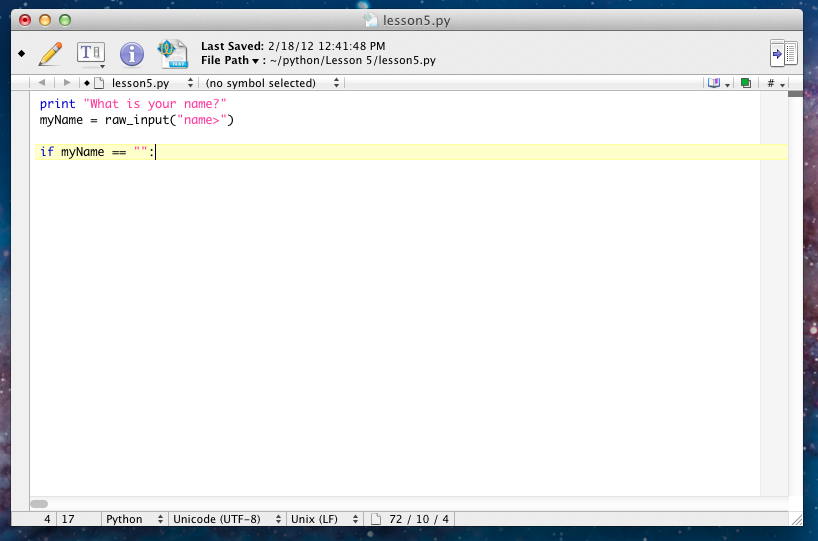 Getting Started with Python: Lesson 5 - Input and If