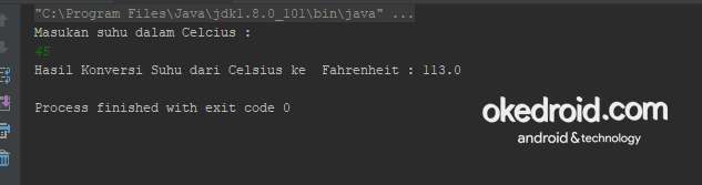 Contoh Program Konversi Suhu Celcius Ke Fahrenheit Di Java Okedroid Belajar Coding Java Android Tips Dan Trik