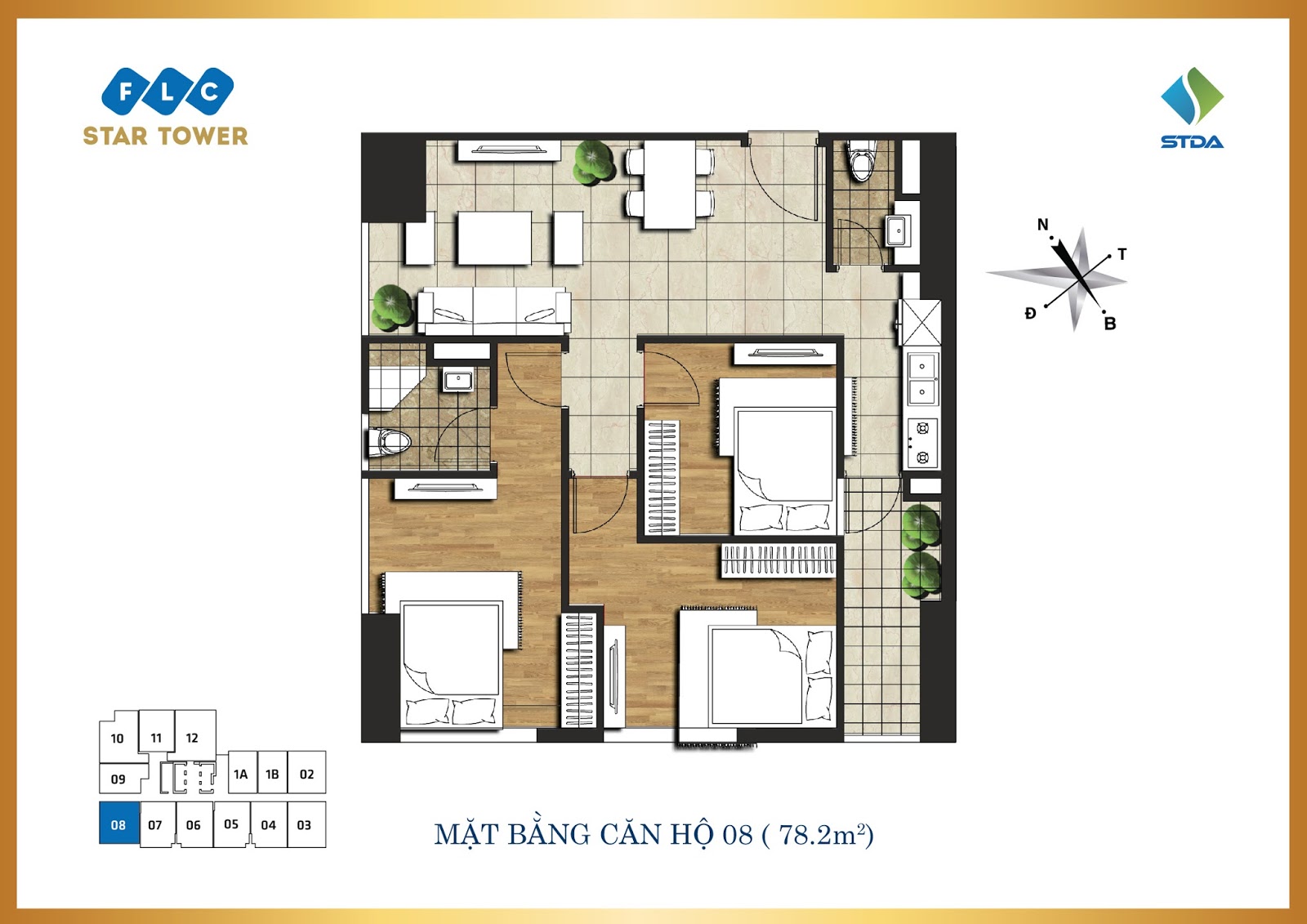 Thiết kế căn hộ số 8 - Chung cư FLC Star Tower Thiết kế căn hộ số 8 - Chung cư FLC Star Tower