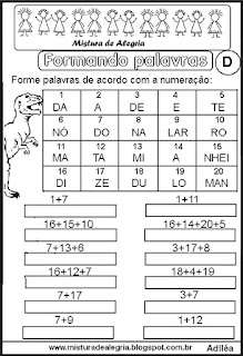 Formar palavras com sílabas numeradas D