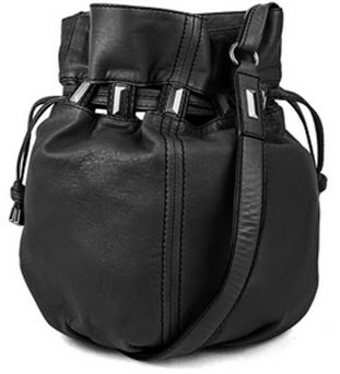 Kooba's Echo Leather Drawstring Bucket Bag in Black 