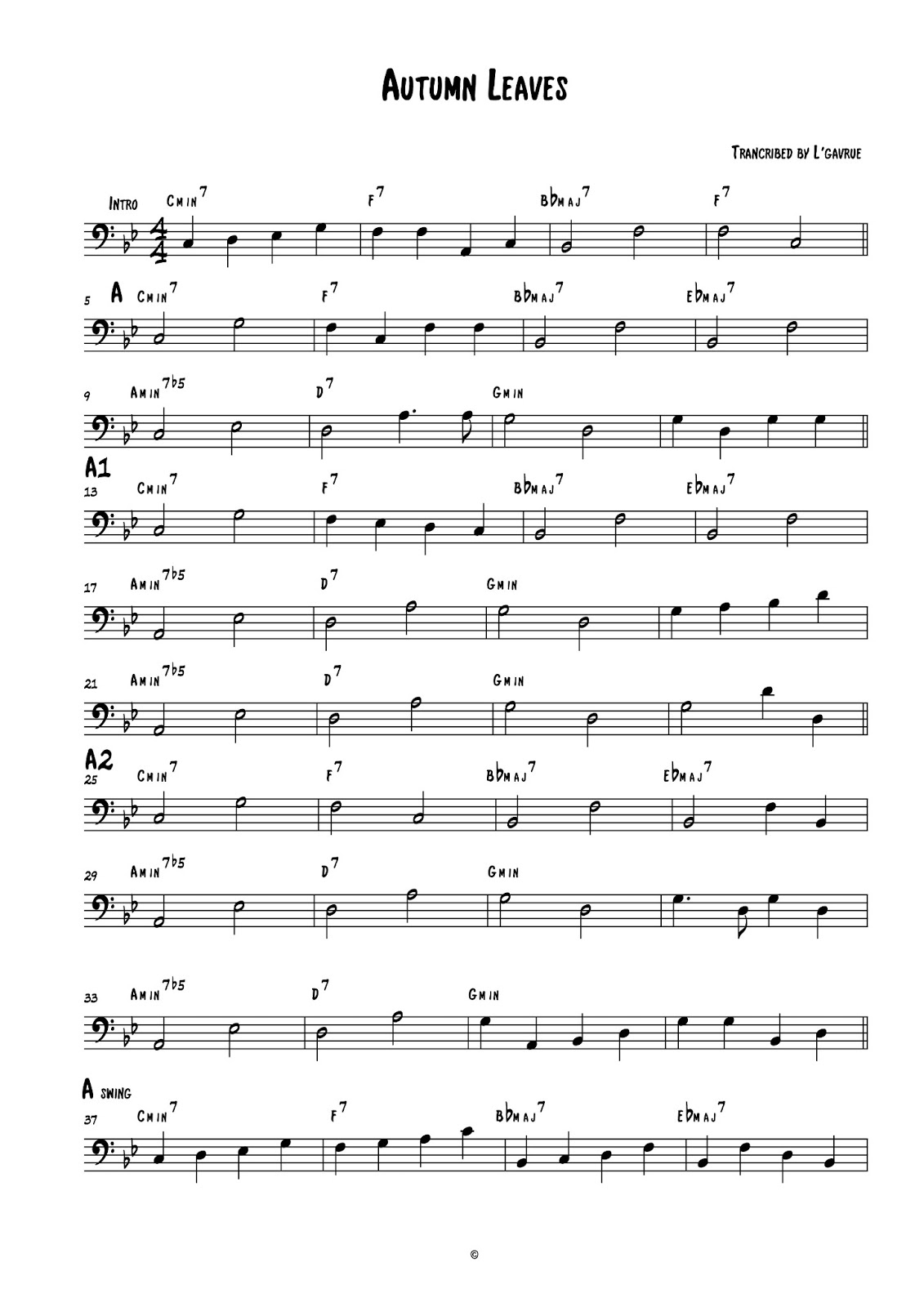 Bass transcriptions Jazz standards bass line (1)
