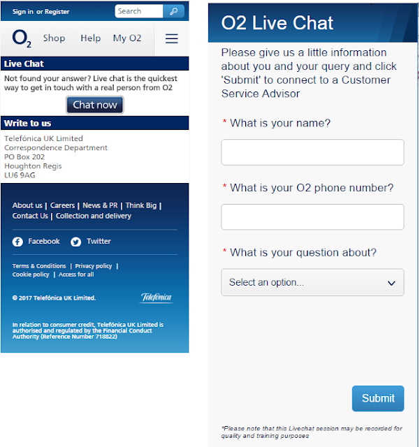 O2 live chat uk