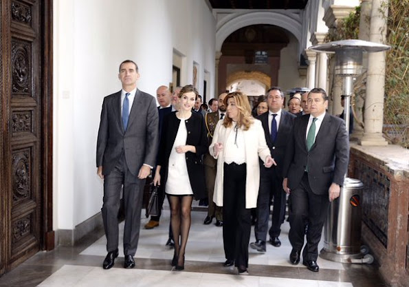 King Felipe VI of Spain and Queen Letizia of Spain attended the Delivery Gold Medals of Merit in Fine Arts 2014 at Museum of Fine Arts of Sevilla