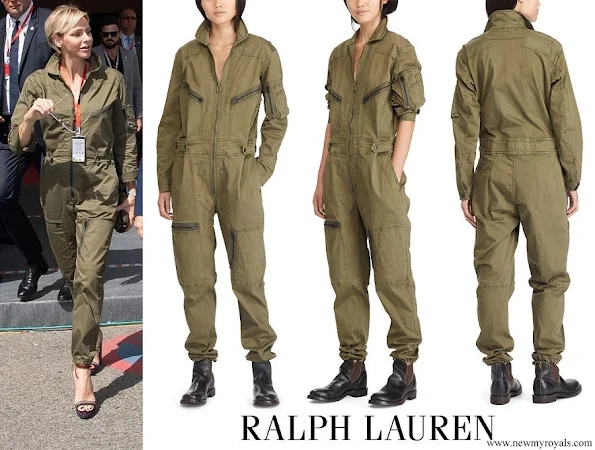 Princess Charlene wore Ralph Lauren Olive Cotton Twill Military Coverall