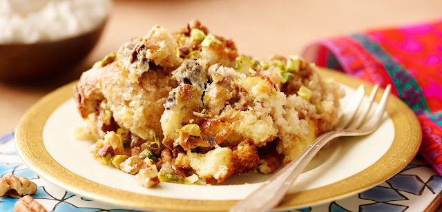 Pecan, Cinnamon and Raisin Umm Ali Pecan, Cinnamon and Raisin Umm Ali and Fork in a plate