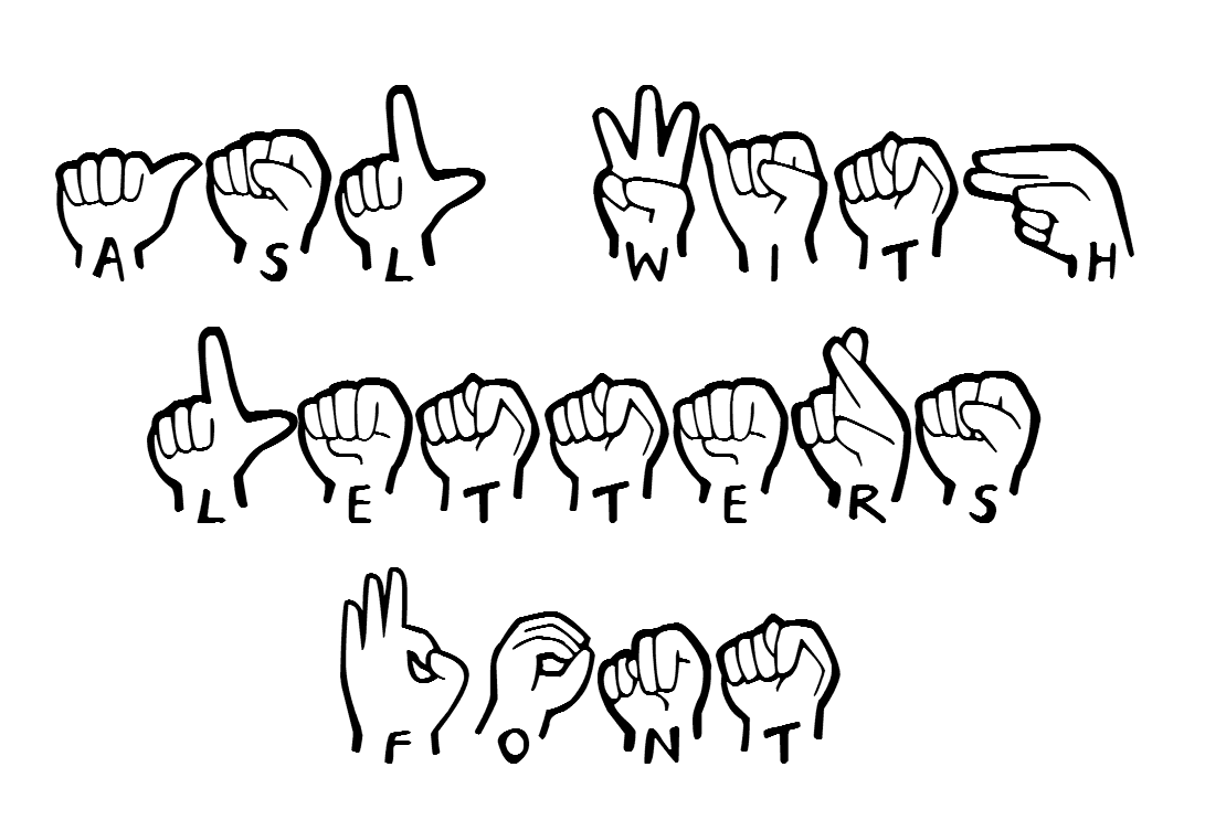 Susyan Crafts ASL with Letters Font (American Sign Language)