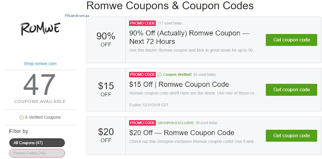 Romwe Coupon Code 2018 Working New