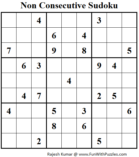 Non Consecutive Sudoku (Fun With Sudoku #64)