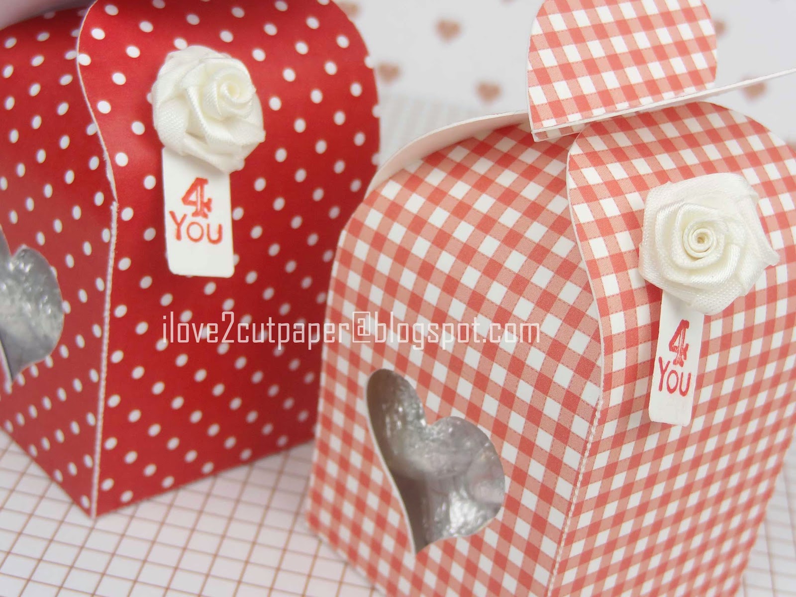 i love 2 cut paper Valentine's Day Heart Topped Gift Boxes