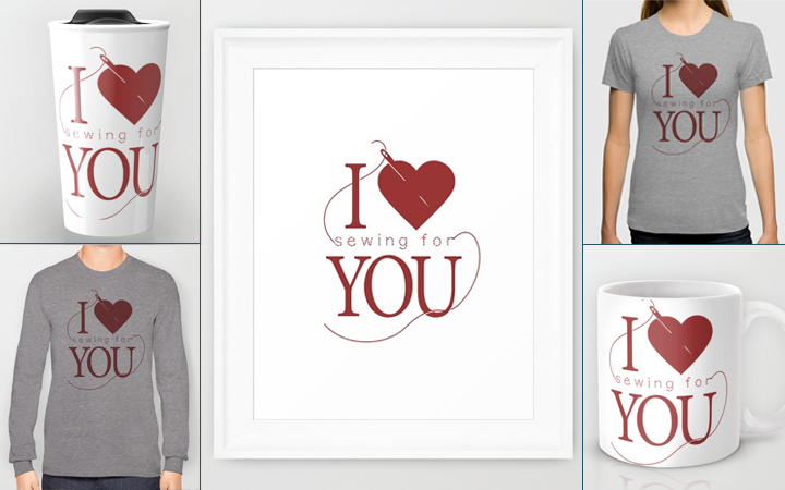 I Heart [Sewing for] You! -- available on tees and more at society6 from The Inspired Wren