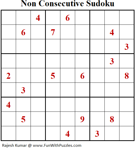 Non Consecutive Sudoku Puzzle (Fun With Sudoku #378)